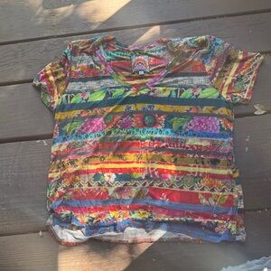 Johnny Was Multicolor Short Sleeve Tee